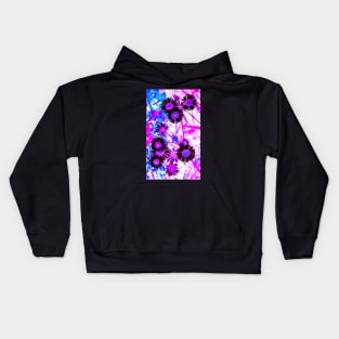 Inverted Pink Blue Summer Flowers Pattern Kids Hoodie